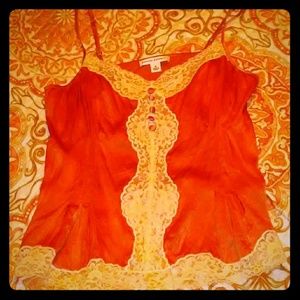 Banana Republic pink and Ivory Silk & Lace Cami